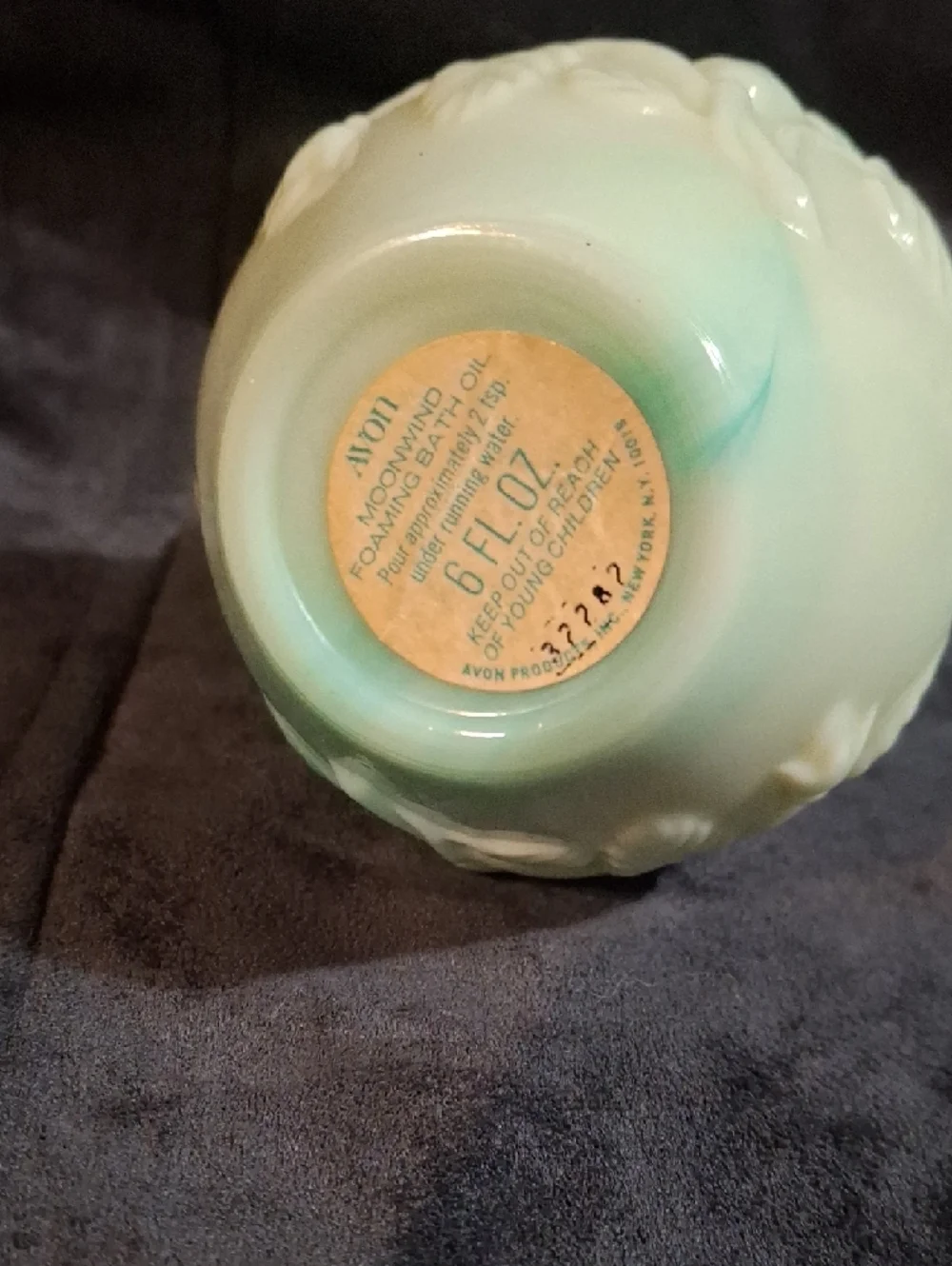 Avon Pale Green and Cream Floral Ceramic Bottle